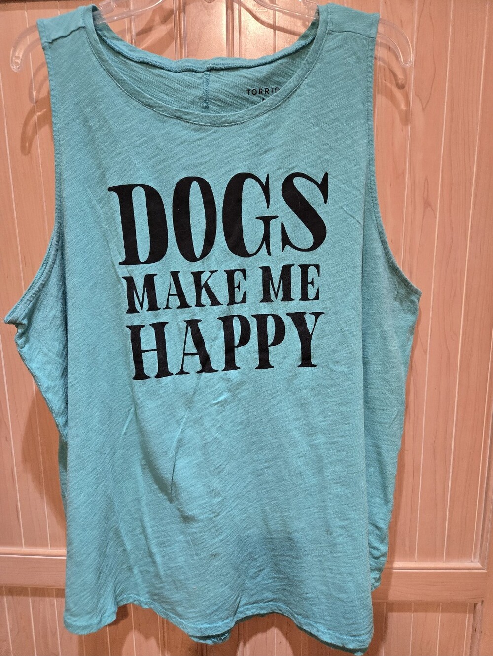 Torrid Teal "Dogs Make Me Happy" Tank EUC